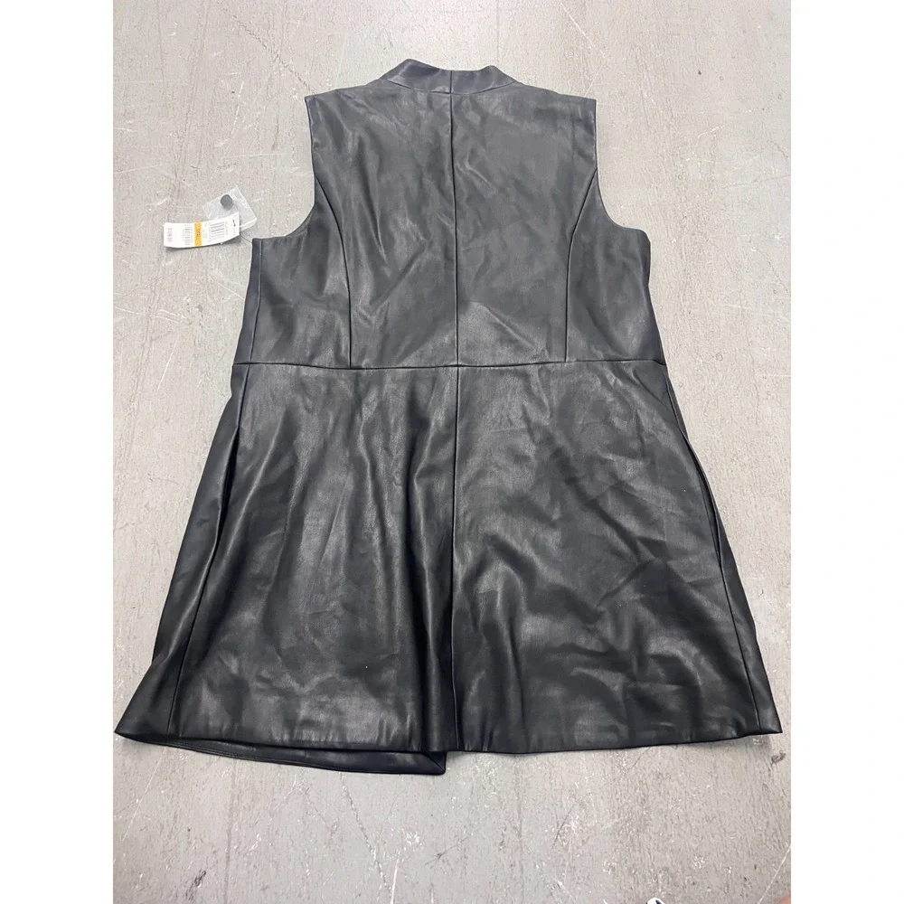 Alfani Gallery Mood Vest Jacket Women S Black Faux Leather Gothic Date Night NWT